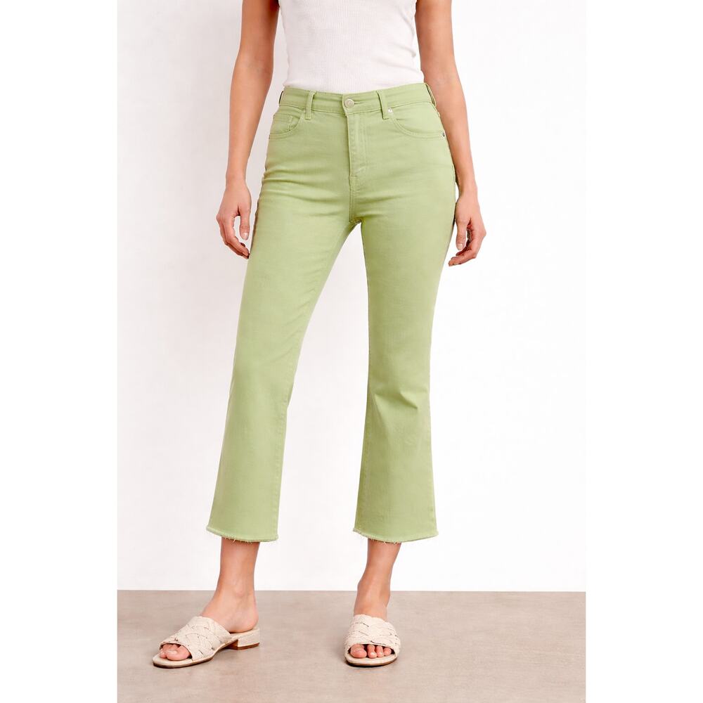 PILCRO‎ Anthropologie Yaya Crop Straight Jeans Size 28 Mid-Rise Lime EUC Spring